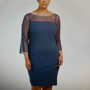 Alex Evenings Wedgewood Sheath Crystal Beaded dress size 16